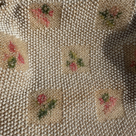 Vintage 1950’s Lumured Corde Petite Beaded Evening Purse IvoryFloral Embroidered - Picture 6 of 6